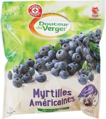 Myrtilles sauvages surgelées Fruistar, Marque Repère,  Douceur du Verger 650 g, code 3564700755150