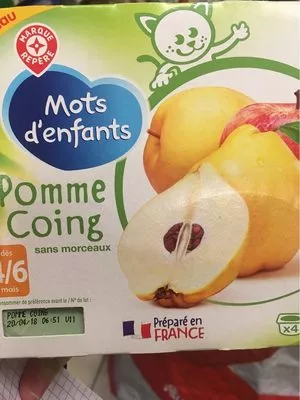 Compote pomme coing Mots d'Enfants, Marque Repère , code 3564700817698