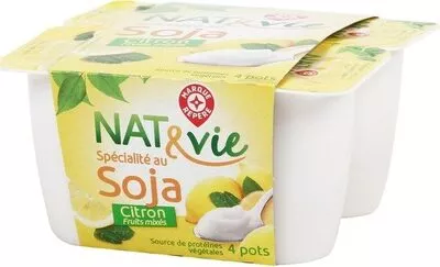 Spécialité au soja citron Nat & Vie, Marque Repère 4 x 100 g, code 3564700827802