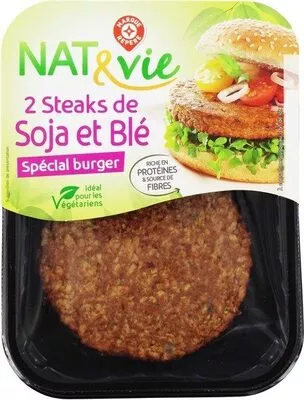 Steak burger végétarien Nat & Vie, Marque Repère 2 x 100 g, code 3564700842676