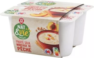 Spécialité au soja pêche Nat&Vie, Marque Repère 4 x 100 g, code 3564700843291