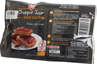 Pain mie nature sans gluten Marque Repère, Chaque Jour Sans Gluten 300 g, code 3564706510005