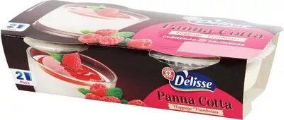 Panna cotta sur lit de framboises Délisse,  Marque Repère 2 x 120 g, code 3564706527386