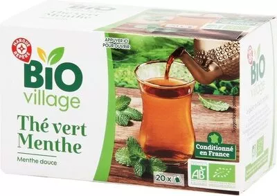 Thé vert menthe bio x 20 sachets Bio Village, Marque Repère 40 g, code 3564707096119