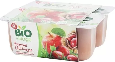 Compote pomme châtaigne bio x 4 Bio Village, Marque Repère 400 g, code 3564707104258