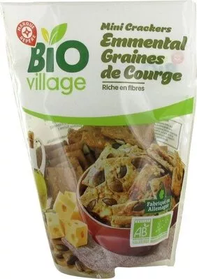 Mini crackers bio graines de courge et fromage Bio Village, Marque Repère 110 g, code 3564707105835