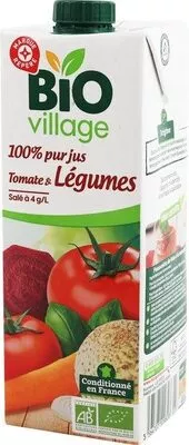 Pur jus de tomate et légumes Bio Village, Marque Repère 1 l, code 3564707109628