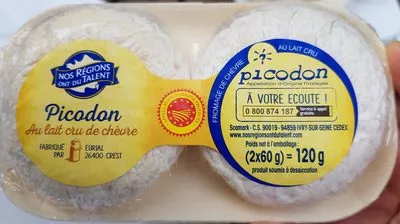 Fromage Picodon AOP 26% mg Nos regions ont du talent, Leclerc 120 g (2 x 60 g), code 3564709000688