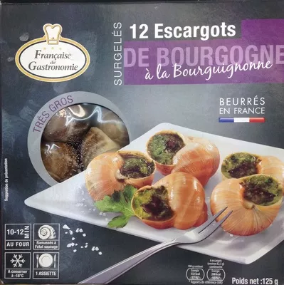 12 escargots de Bourgogne à la bourguignonne surgelés Française de Gastronomie 125 g, code 3576281102315