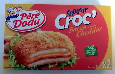 Crousty Croc' Bacon de dinde Cheddar Père Dodu 200 g, code 3596690109040