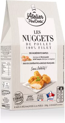 Nuggets de poulet 100% filet L'Atelier Père Dodu,  Père Dodu 200 g - X8 environ, code 3596690773104