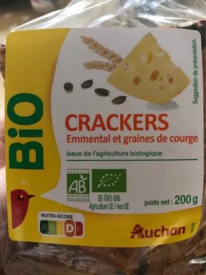 Crackers emmental et graines de courge Auchan 200 g, code 3596710039722