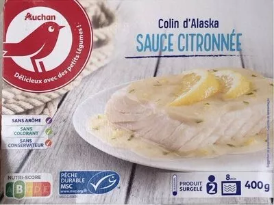 Poisson sauce Beurre citron, Surgelé Auchan, L'oiseau, Auchan Production, Groupe Auchan 400 g (2 portions), code 3596710275380