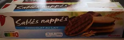 Sablés nappés chocolat au lait Auchan 200 g e, code 3596710309238