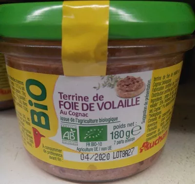 Terrine de foie de volaille au cognac bio Auchan 180 g, code 3596710324439