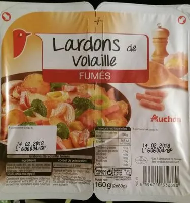 Lardons de volaille fumés Auchan 160 g (2 x 80g), code 3596710339389