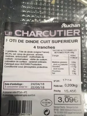 Rôti de Dinde Auchan 0,200 kg, code 3596710342778