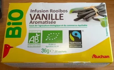 Infusion rooibos vanille Auchan, Auchan BIO 20 sachets, code 3596710354603