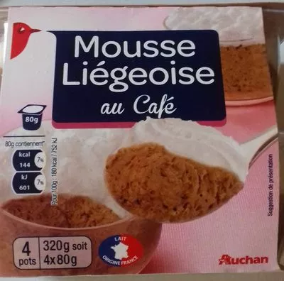 Mousse Liégeoise au Café Auchan 320 g (4 * 80 g), code 3596710363452