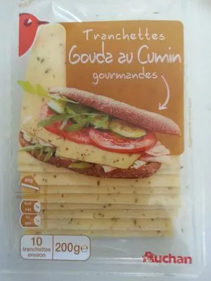 Tranchettes gouda au cumin Auchan 200 g (environ 10 tranchettes), code 3596710365418