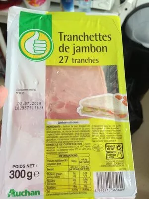 Tranchette De Jambon 27 Tranches Auchan 300 g, code 3596710365609