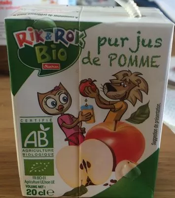 Pur Jus de Pomme Rik & Rok, Auchan 20 cl, code 3596710366507