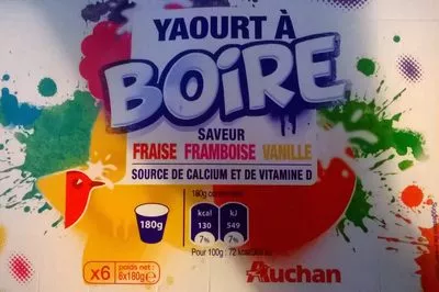 Yaourt à boire Auchan 6*180g, code 3596710377459