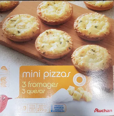 Mini pizza 3 fromages Auchan 9 x 30 g, code 3596710391318