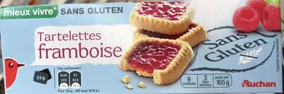 Tartelettes framboise sans gluten Auchan, Mieux Vivre sans Gluten 165 g, code 3596710397105