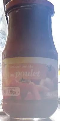 Sauce tomate au poulet Auchan, L'oiseau, Auchan Production, Groupe Auchan 420 g, 446 ml, code 3596710399987