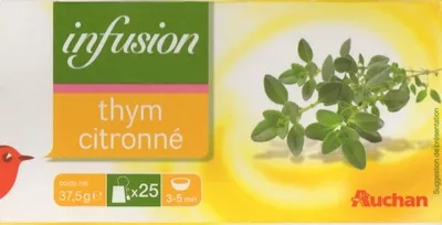 Infusions thym citronné  Auchan 37,5 g (25 x 1,2 g), code 3596710409549