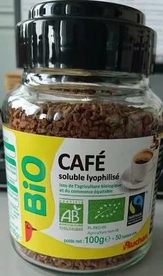 Café soluble lyophilisé Auchan Bio, Auchan 100 g e, code 3596710409563