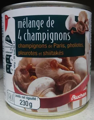 Mélange de 4 champignons Auchan 400 g (230 g égoutté), code 3596710415748