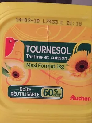 Margarine Allégé au tournesol à 60 % Auchan , code 3596710425808