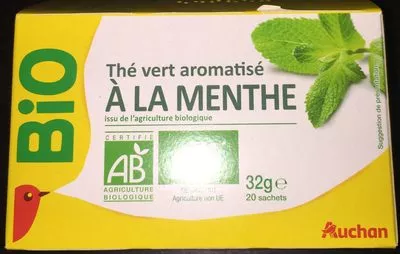 Thé vert aromatisé à la menthe Auchan 32 g, code 3596710429752