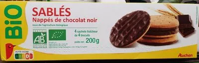 Sablés nappés de chocalat noir Auchan 200g, code 3596710451395