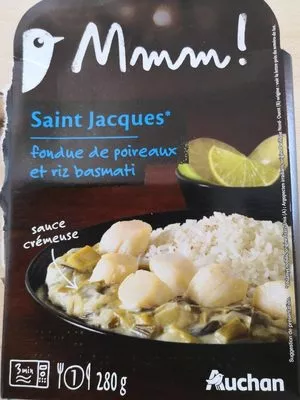 Saint Jacques fondue de poireaux et riz basmati Auchan, Mmm! 280 g, code 3596710453023