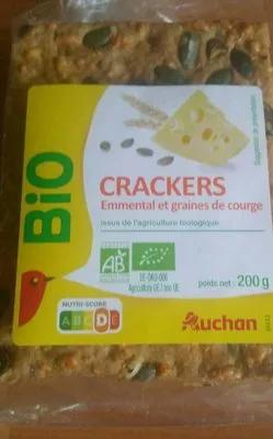 Crackers Emmental et graines de courge Auchan Bio, Auchan 200 g, code 3596710464722