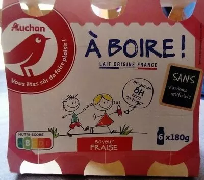 Yaourts à boire saveur fraise Auchan 6 x 180 g, code 3596710471379