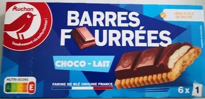 Barres fourrées choco lait Auchan , code 3596710480708