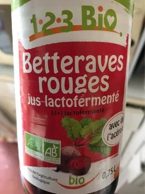 Jus Betterave Rouges 1.2.3 Bio 75 cl, code 3609763000011