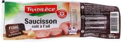 Saucisson à l'ail fumé Tradilège, Marque Repère, Scamark (Filiale E. Leclerc) 300 g, code 3661112055042