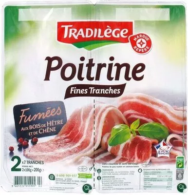 Poitrine fumée 2 x 7 fines tranches Tradilège, Marque Repère 200 g, code 3661112055905