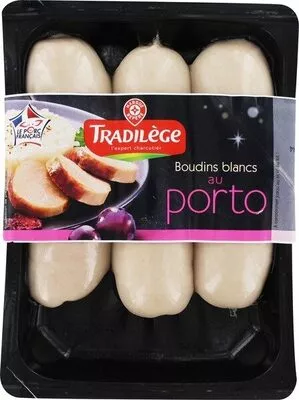 Boudins blancs au porto (3 parts) Tradilège, Marque Repère, Scamark (Filiale E. Leclerc) 375 g, code 3661112057565