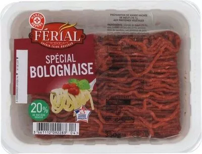 Viande hachée spécial bolognaise 20 % Mat. Gr. Férial,  Marque Repère 350 g, code 3661112092283