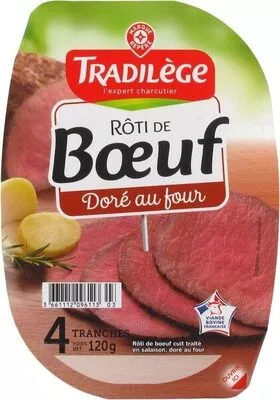 Rôti de boeuf cuit 4 tranches Tradilège, Marque Repère 120 g, code 3661112096113