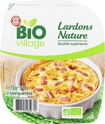 Lardons natures bio Marque Repère,  Bio Village 2 x 75 g, code 3661112601850