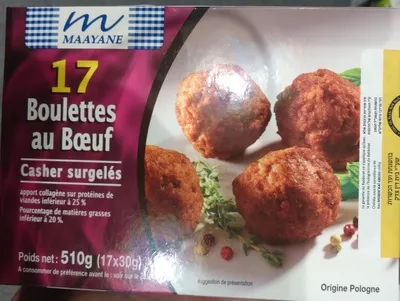 Boulettes au Bœuf Maayane 510 g (17 x 30 g), code 3700029205345