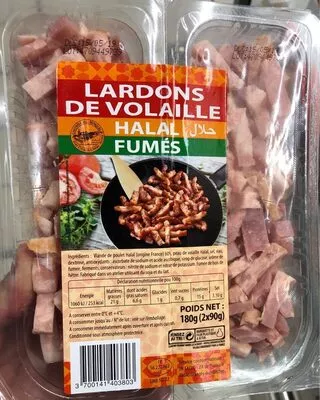 Lardons volaille fumés  2 x 90 g, code 3700141403803