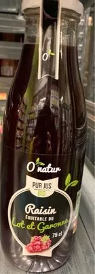 Pur jus bio raisin Lot et Garonne O'Nature, Terres du Sud 75 cl, code 3700232010187